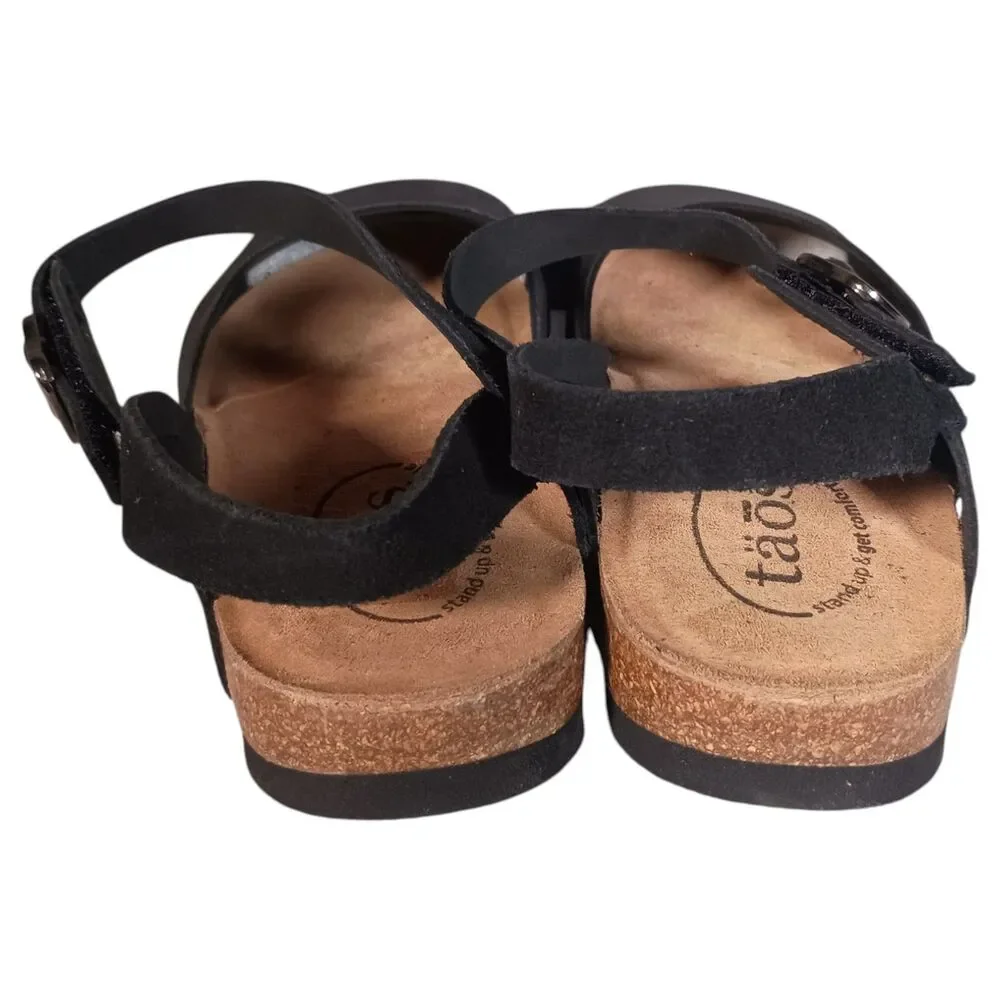 Taos Shoes Women’s 8 Black Suede Slingback Flat Closed Toe